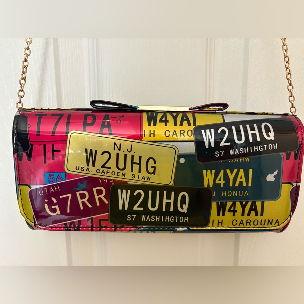 Colorful License Plate Clutch